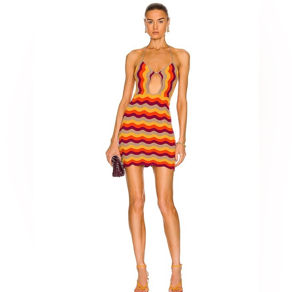 Atoir Orange Red Halter Mini Dress Night Out